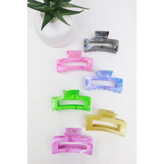 Marbled Rectangle Hair Clip Set